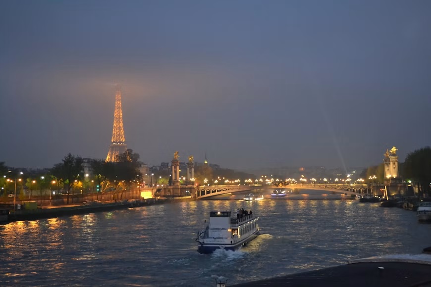 Beautiful Paris skyline illuminated at night